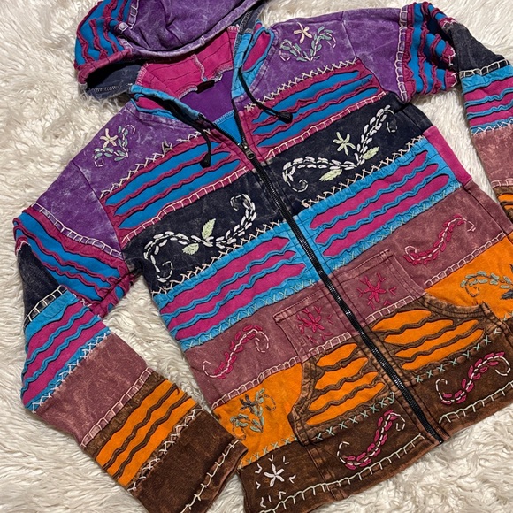 Colorful Patchwork Hoodie - Picture 2 of 7